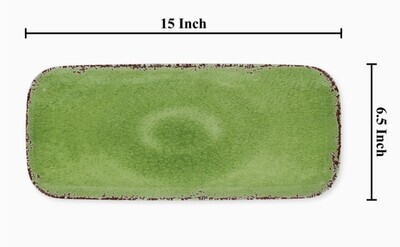 Crackle Green 15&quot; Melamine Rectangle Tray