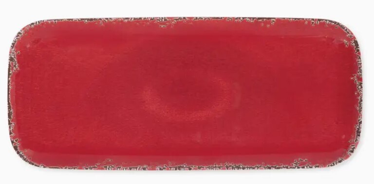 Crackle Red 15&quot; Melamine Rectangle Tray