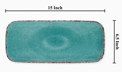 Crackle Turq 15&quot; Melamine Rectangle Tray