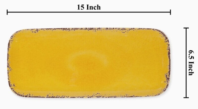 Crackle Yellow 15&quot; Melamine Rectangle Tray
