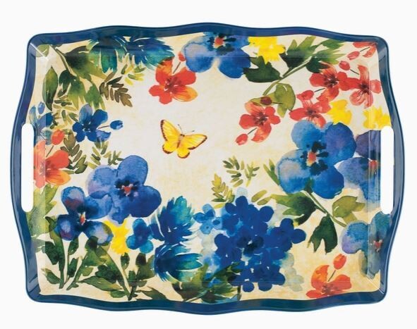 Blue Floral 19 1/4&quot; Melamine Tray