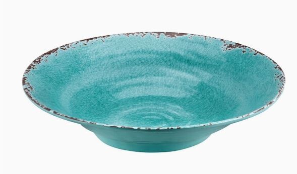Crackle Melamine 16&quot; Large Bowl, Turquoise