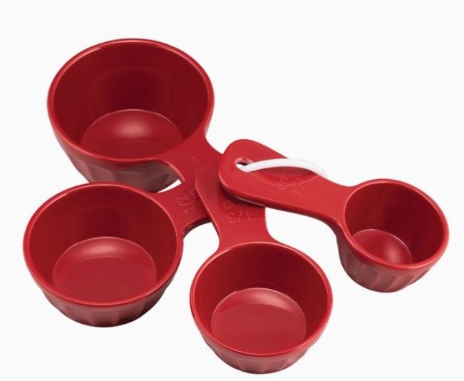 4-Piece Latte Melamine Measuring Cups, Red