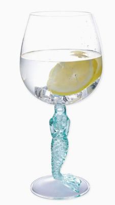Mermaid, 17oz Acrylic Plastic Wine Glass - 4&quot; dia. x 9&quot; L / Durable Acrylic Plastic / Sky Blue