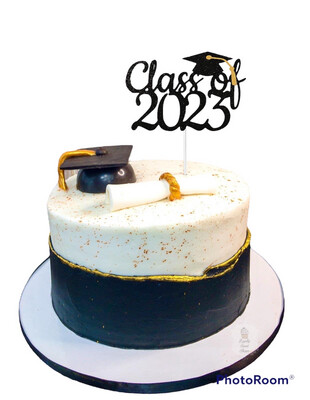 Elegant Black and White Graduation Cake