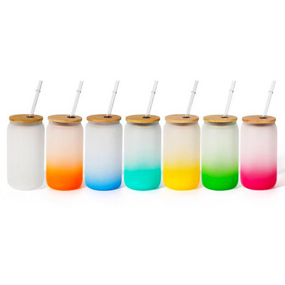 Vasos con bombilla sublimables, satinados gradiente de color, 500ml