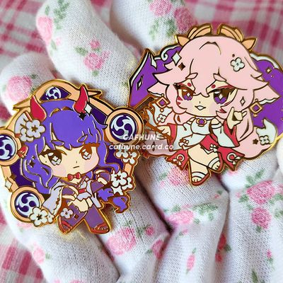 [Retiring] Ei &amp; Yae  enamel pin set