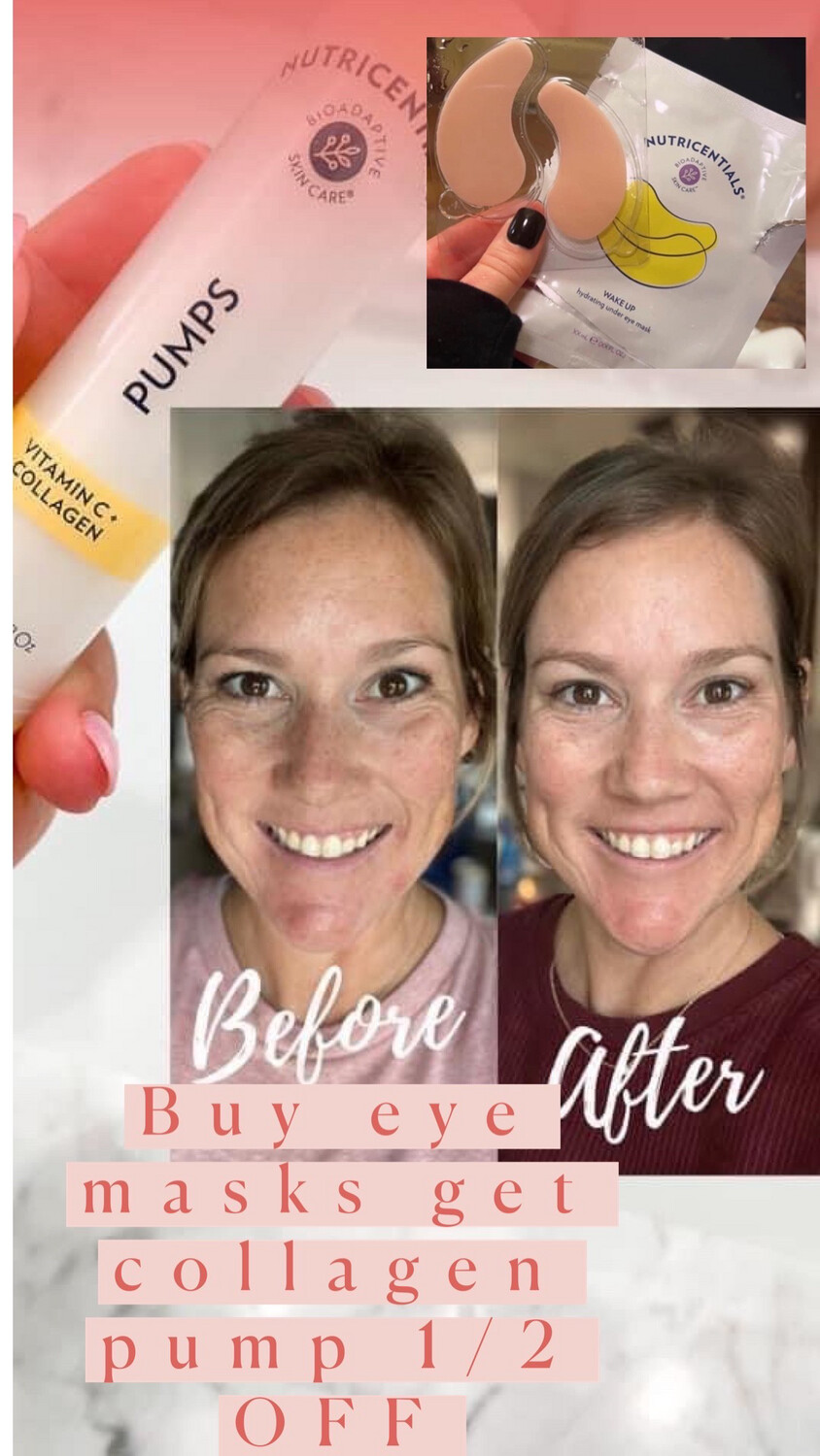 🚨🚨Buy A Box Of Under Eye Masks, Get The Vitamin C/Collagen Pump 1/2 Off!