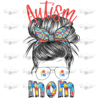 Digital PNG File - Autism Mom Messy Bun