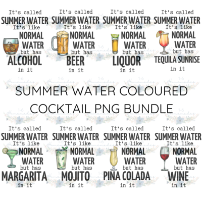Digital PNG File - Summer Water Coloured Cocktails Bundle