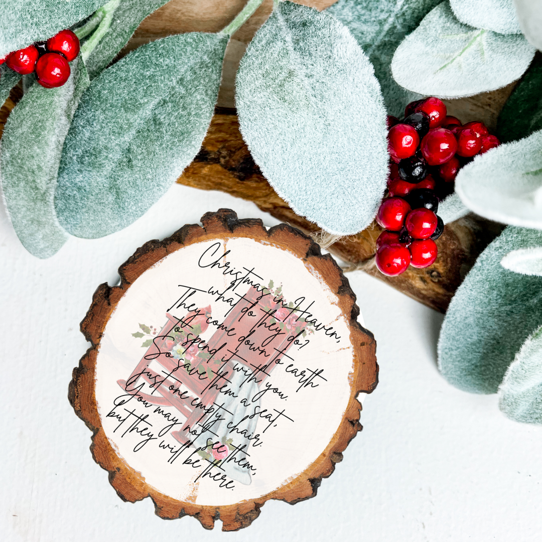 Christmas in Heaven Rustic Wood Slice Ornament