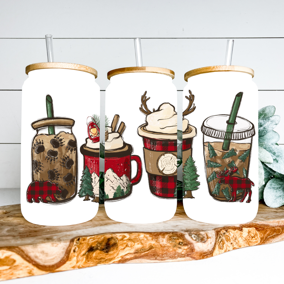 Lumberjack Christmas Glass Can