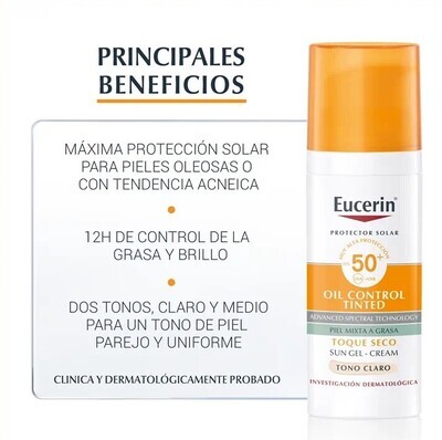 EUCERIN- Sun Oil Control Antibrillo con Color FPS50+