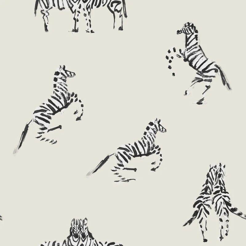 Zebras in Love in Waverly White (Peel &amp; Stick)