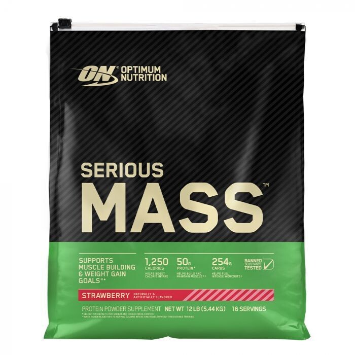 OPTIMUM NUTRITION SERIOUS MASS 12 lb, FLAVOR: Strawberry