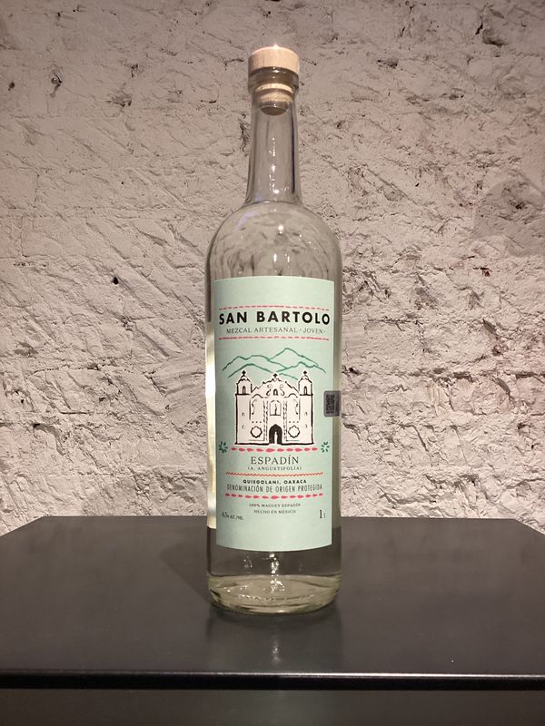 San Bartolo Mezcal, 100% Maguey Espadín Quiegolani Joven Mezcal Artesanal Oaxaca, Mexico (1L) San Bartolo Mezcal, 100% Maguey Espadín Quiegolani Joven Mezcal Artesanal Oaxaca, Mexico (1L)