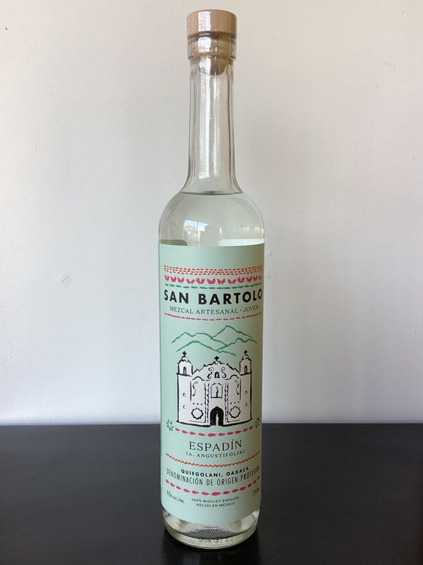 San Bartolo Mezcal, 100% Maguey Espadín Quiegolani Joven Mezcal Artesanal Oaxaca, Mexico (750ml) San Bartolo Mezcal, 100% Maguey Espadín Quiegolani Joven Mezcal Artesanal Oaxaca, Mexico (750ml)