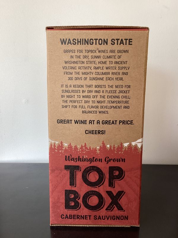 Top Box Cabernet Sauvignon Washington, USA (3L Bag in a Box)