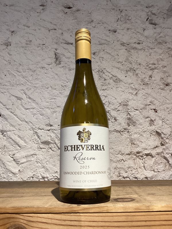 Echeverria Chardonnay "Unwooded" Reserva  Curico Valley, Chile 2025 (750ml)