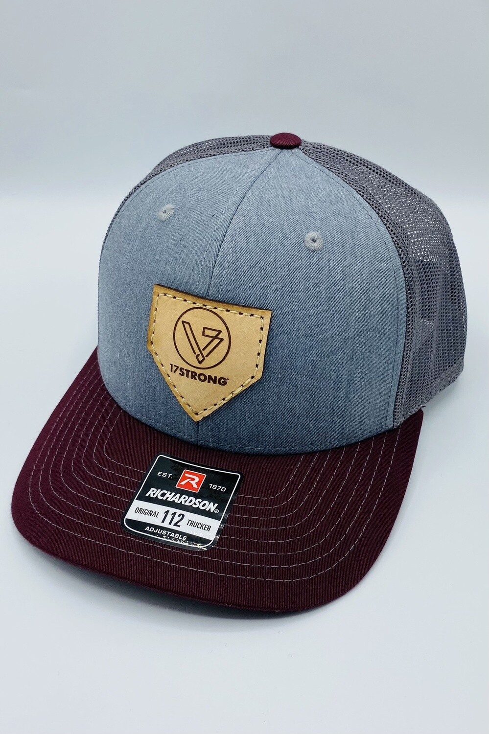 Trucker Hat - Heather Grey/Char/Maroon - Home Plate Patch