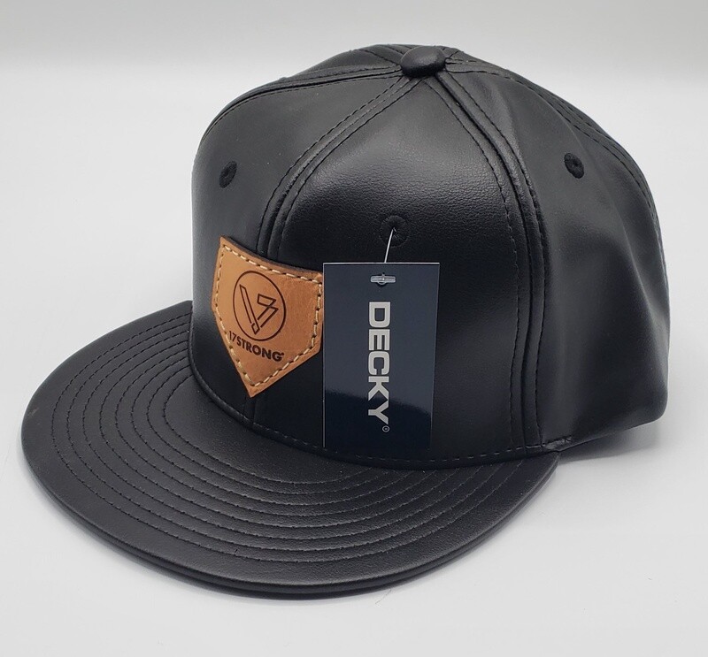 Black Faux Leather Hat - Home Plate Patch
