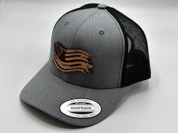 Trucker Hat - Heather Gray/Black - Rustic Flag Patch