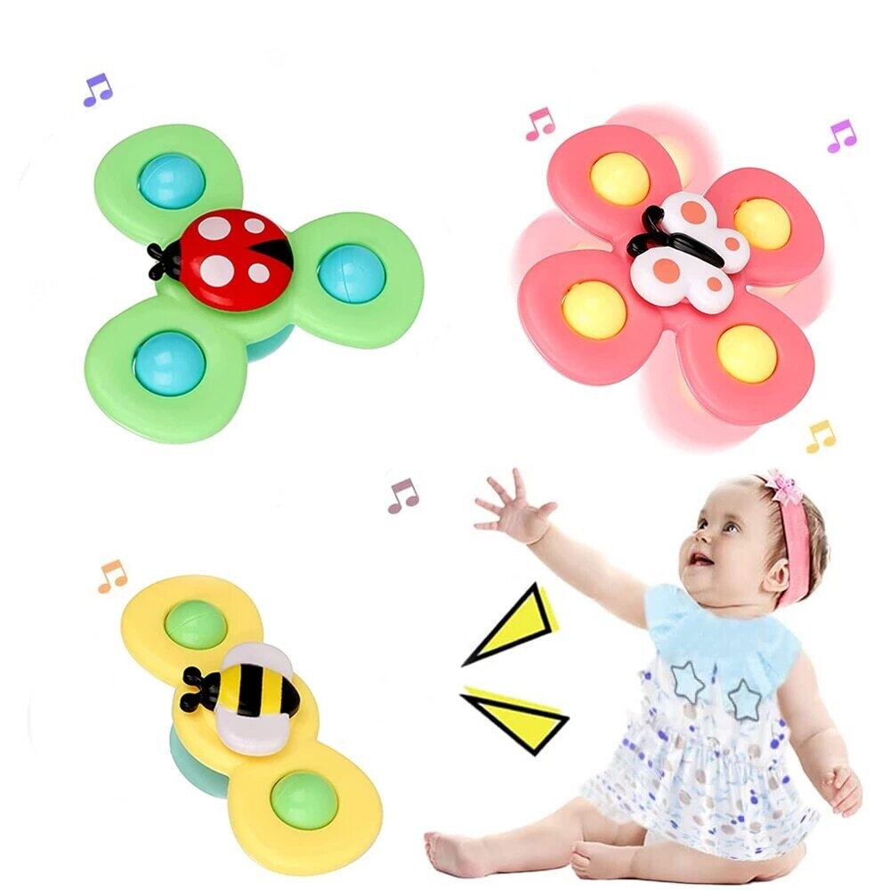 Suction Cup Spinner Toy for Baby – 3 Pcs Spinning Top Learning Suctions Toys for Baby Toddlers Soft Silicone Sensory Fidgeting Toy Bath Toy Gift for Babies Infant Gifts for Christmas, Birthday