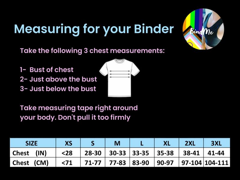 Binder Size Chart &amp; Measuring guide 