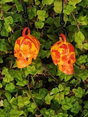 Painted Human Skull Earrings