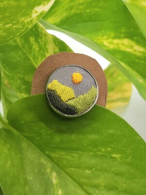 Green Hills Sunset Embroidered Pin