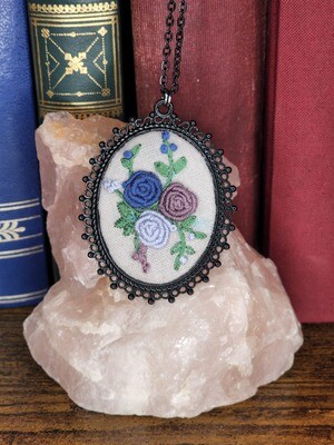 Muted Roses Embroidered Necklace