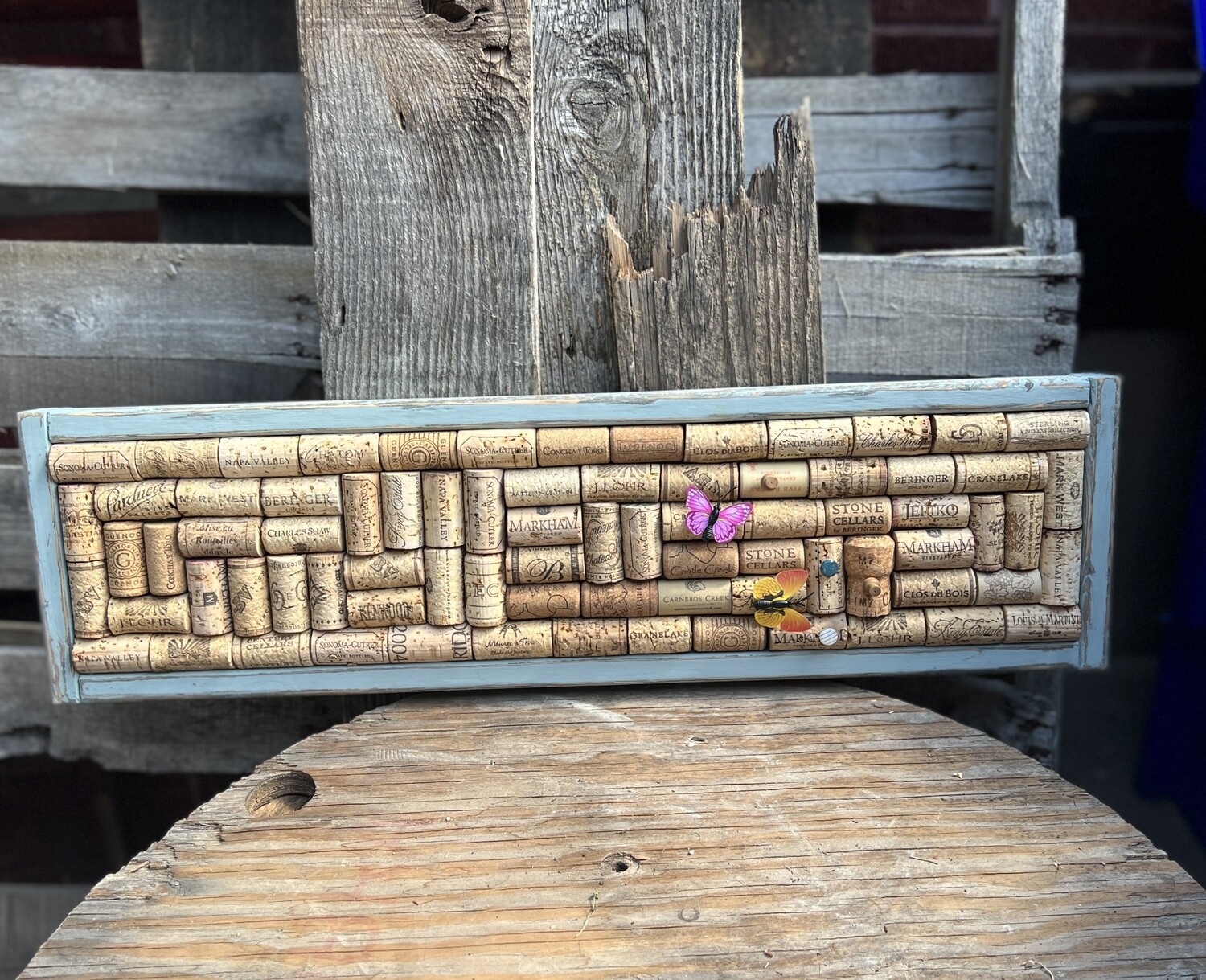 Robin Egg Blue Wine Cork Board
