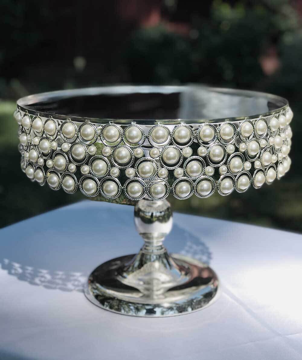 Silver Pearl Cake Stand