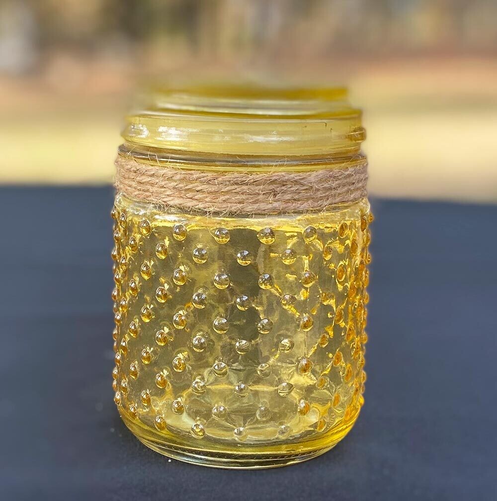Yellow Hobnail Jar with Lid