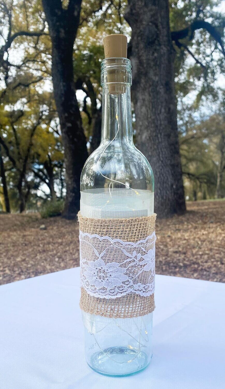 Wine Bottle Wrapped with Lace