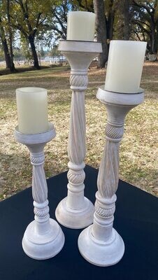Set of 3 Tall Candle Holders with LED Pillar Candles