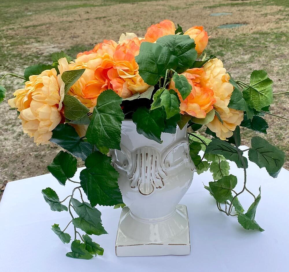 Antique Peach Rose Vase Display