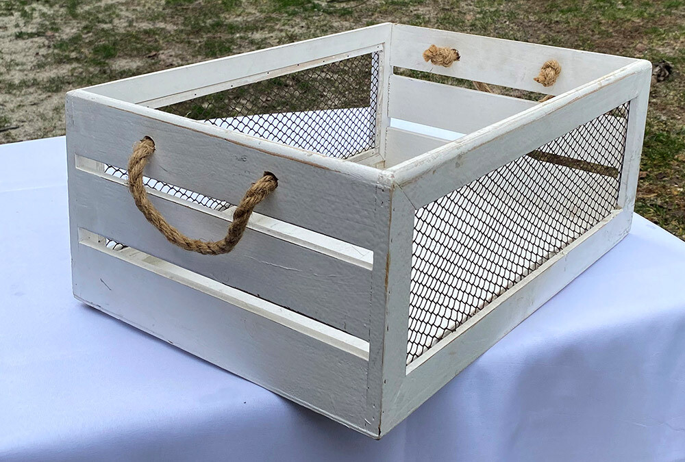 Country White Crate with Handles