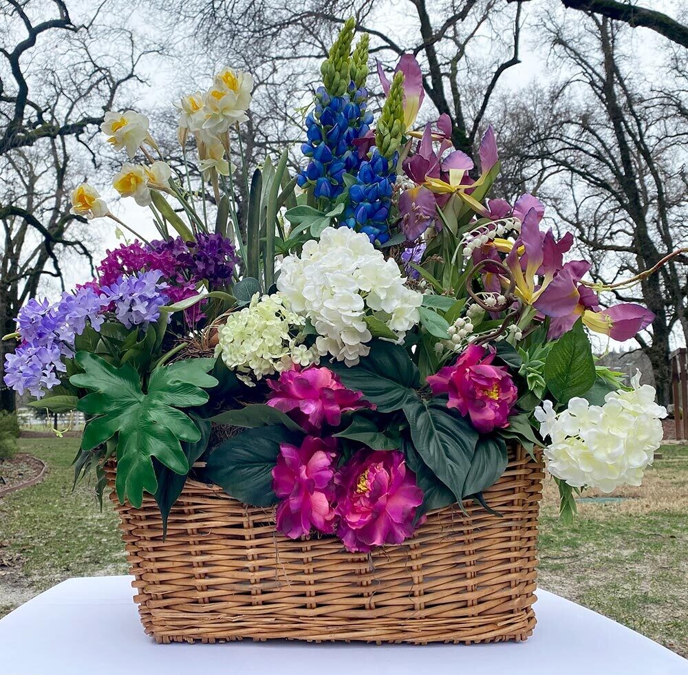 Faux Springtime Flower Basket