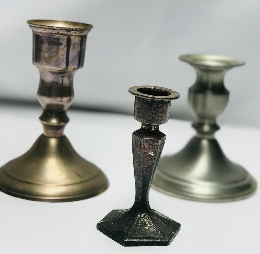 Short Silver Candlestick Holders