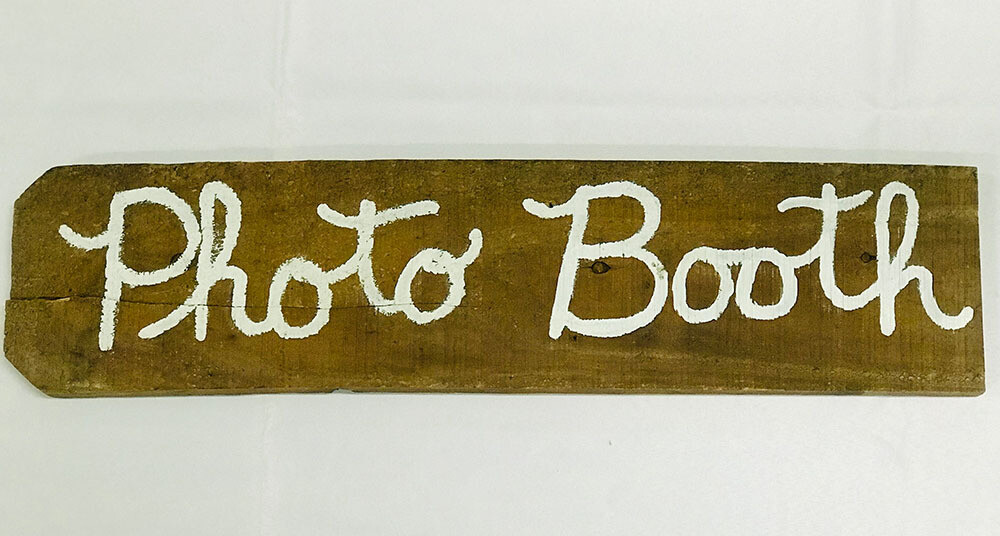Wooden Photo Booth Sign With White Lettering