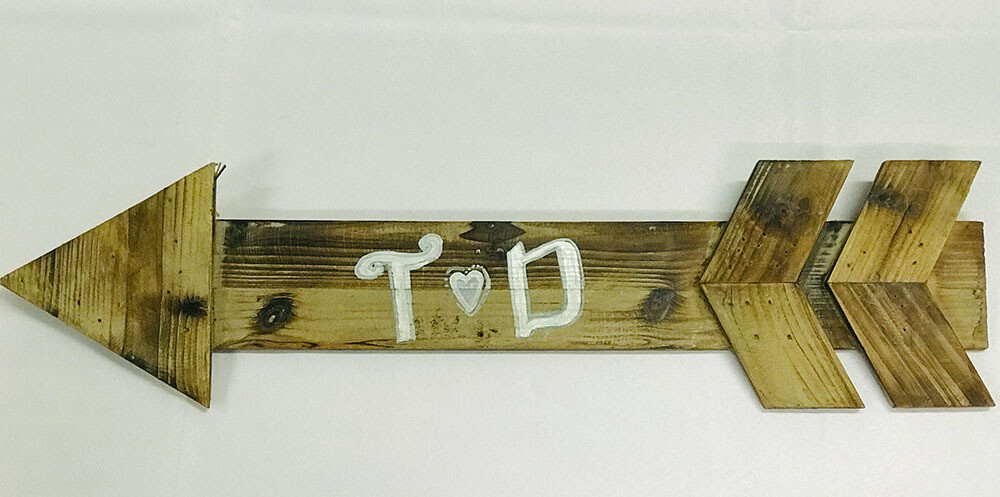Wooden Arrow with Initials T and D