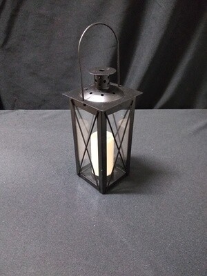 Small Tabletop Black Lantern with LED Candle