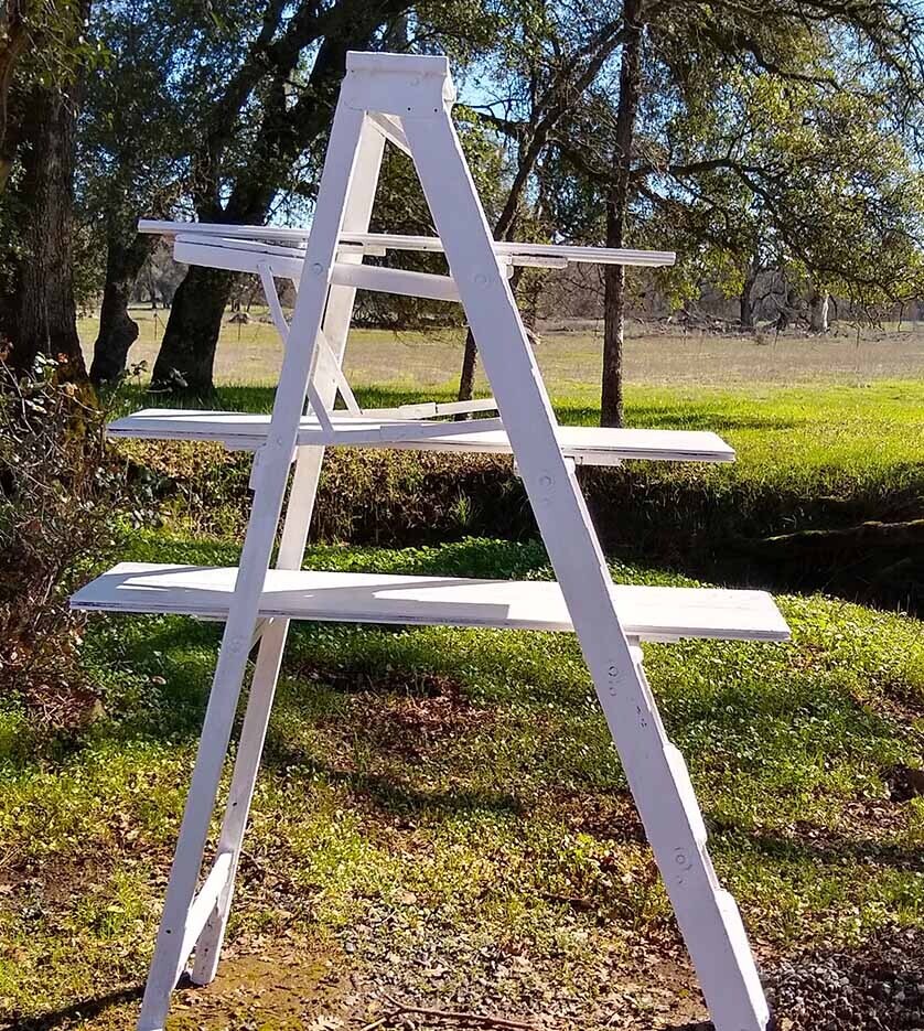 Ladder Displays with Shelves, style: 6' White Ladder Display with Shelves