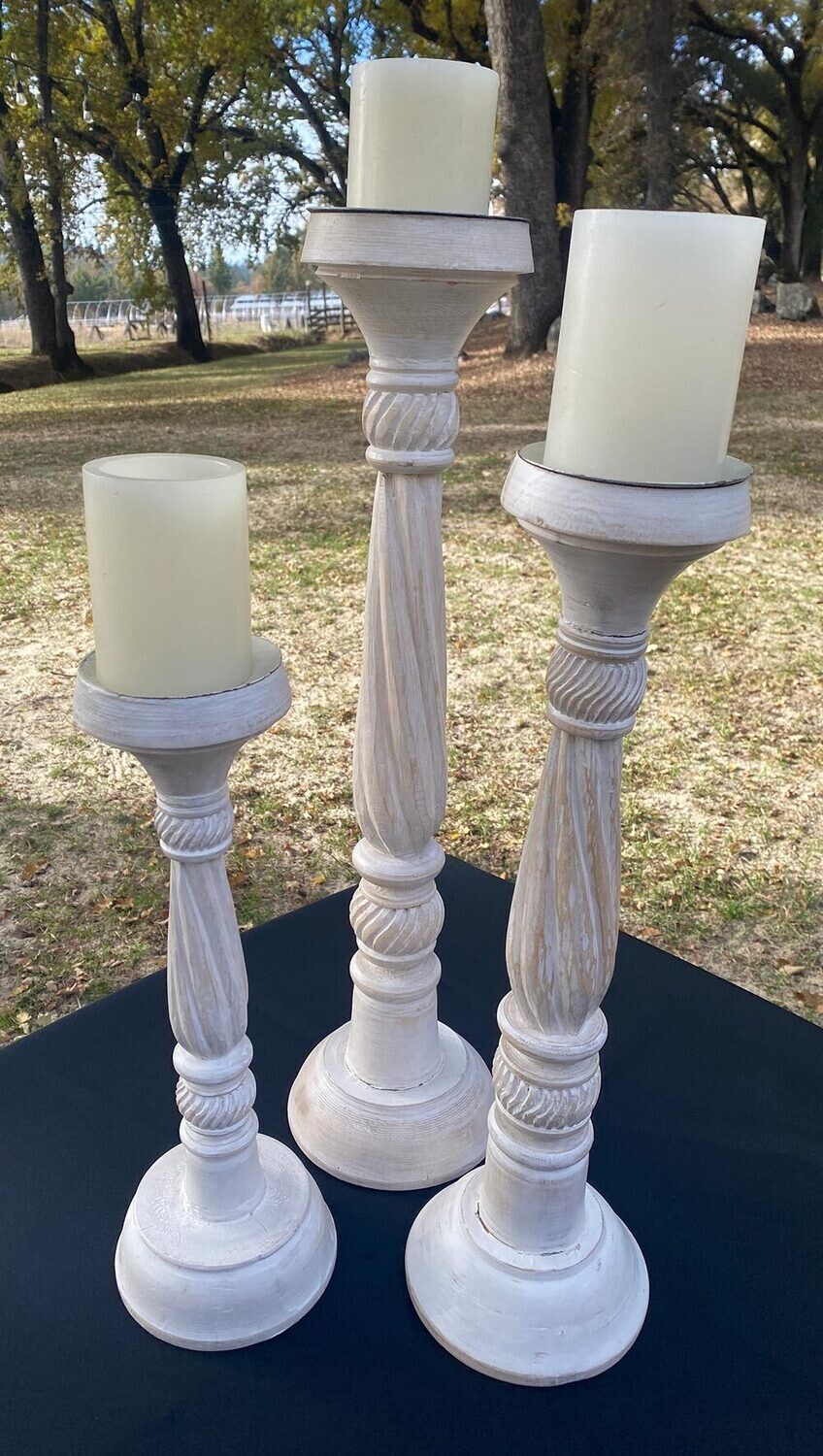 Set of 3 Tall Candle Holders with LED Pillar Candles Set of 3 Tall Candle Holders with LED Pillar Candles