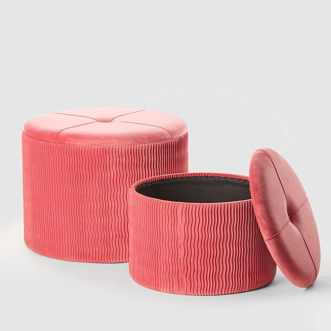 Pouf velluto rotondo contenitore