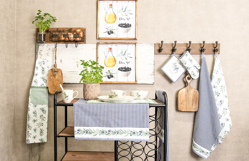 Tovaglia olive blu 100x100cm