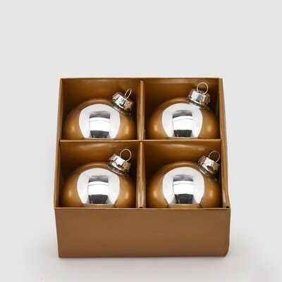 Set 4 sfere vetro mix argento