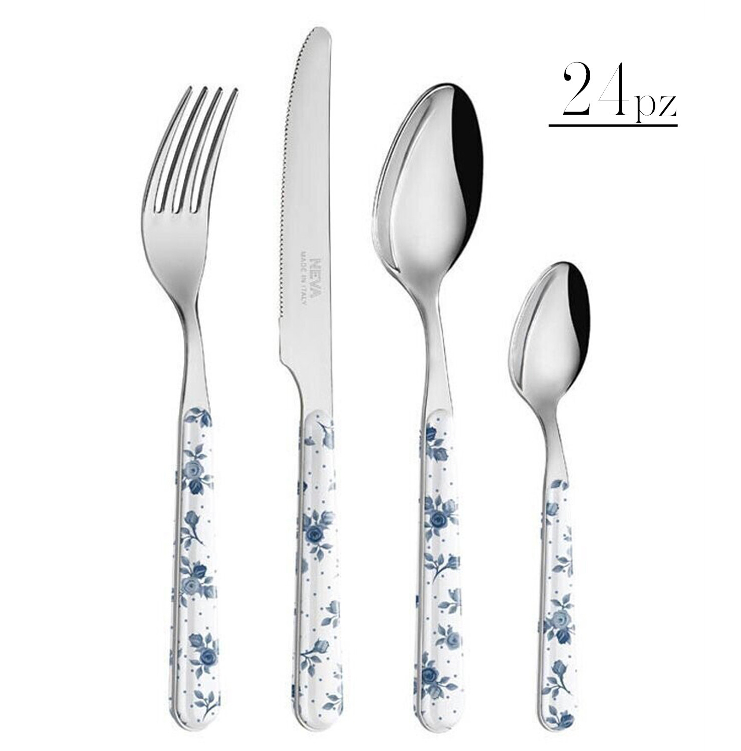 Set 24 posate Roses blu