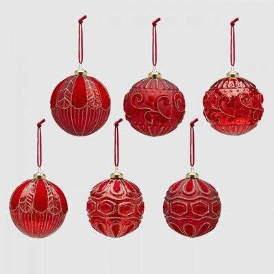 Sfera in vetro rilievo rosso/oro Sfera in vetro rilievo rosso/oro